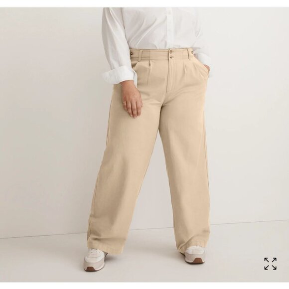 Madewell Womens Plus Size 22W Harlow Wide Leg Pant Khaki Pleated Front - Picture 1 of 7
